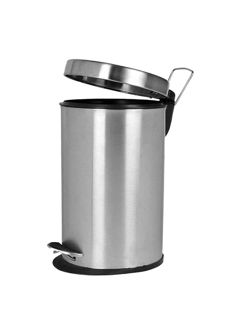 Naturalev Naturalev Stainless Steel Pedal DustbinPedal Garbage Bin with Plastic Bucket Round Shape use for Home Office Kitchen Bathroom 7X10 Inch 5 Liter Silver 6 pcs  - Image 1