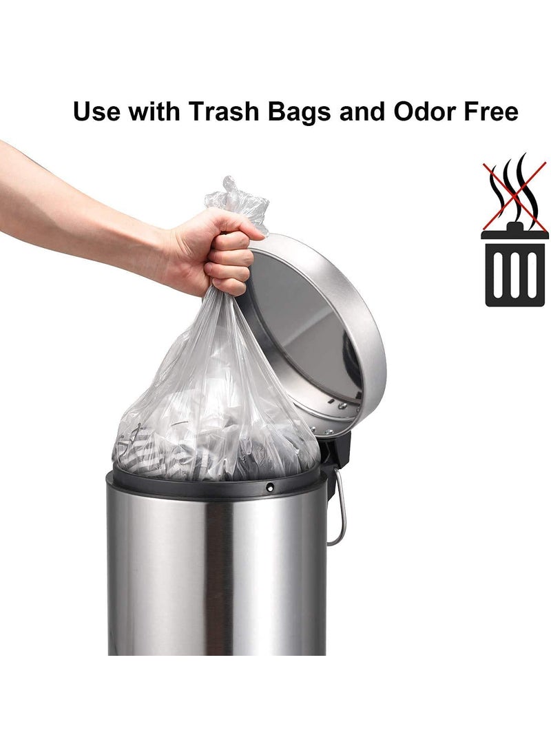 Naturalev Naturalev Stainless Steel Pedal DustbinPedal Garbage Bin with Plastic Bucket Round Shape use for Home Office Kitchen Bathroom 7X10 Inch 5 Liter Silver 6 pcs  - Image 2