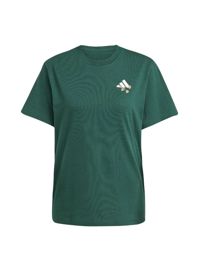 Adidas Adidas Floral Tee Green Graphic Tee (Short Sleeve) T-Shirts For Women
