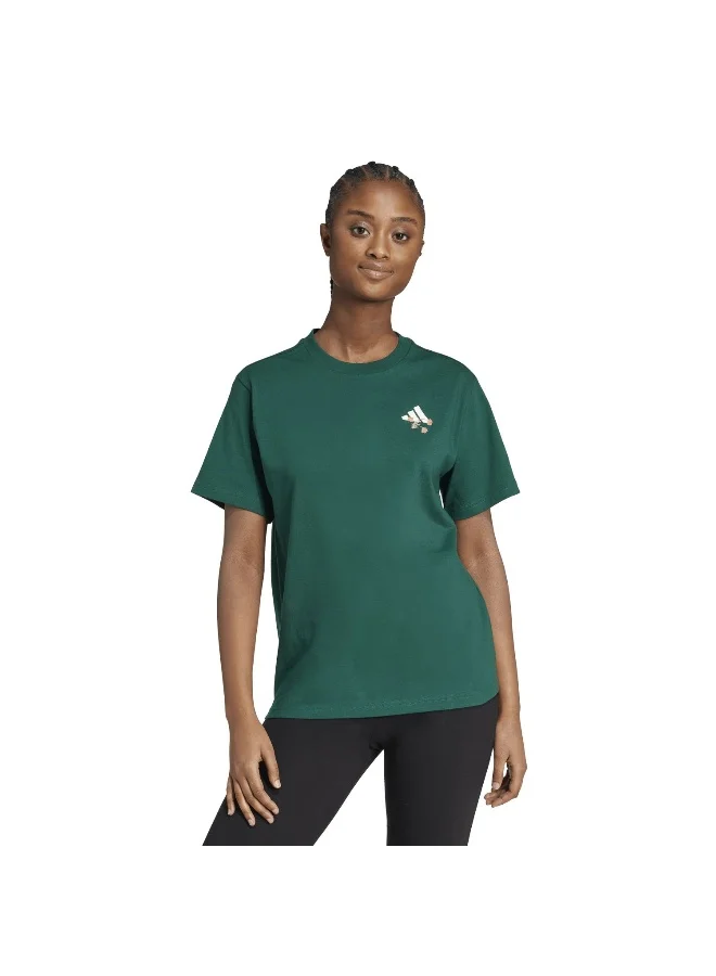 Adidas Adidas Floral Tee Green Graphic Tee (Short Sleeve) T-Shirts For Women