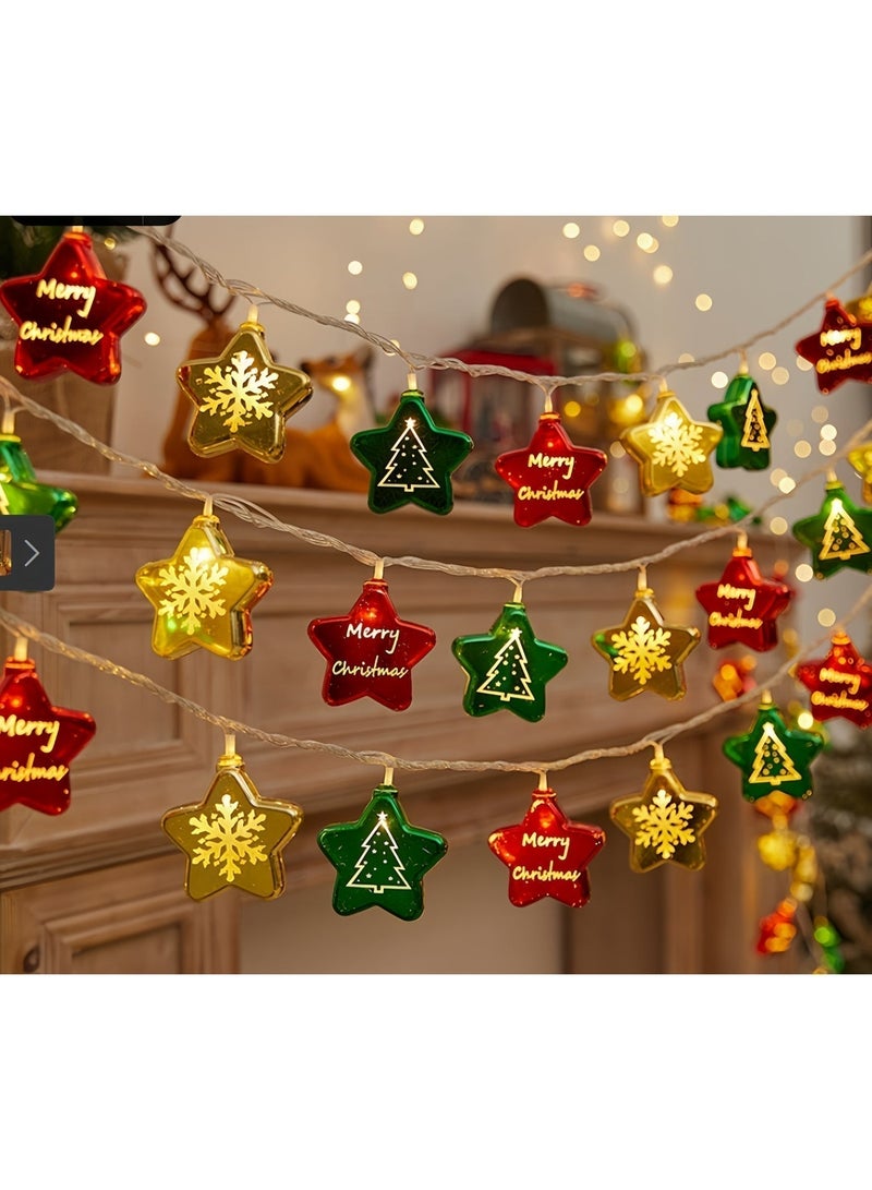 أضواء عيد الميلاد على شكل نجوم ملونة - Image 1