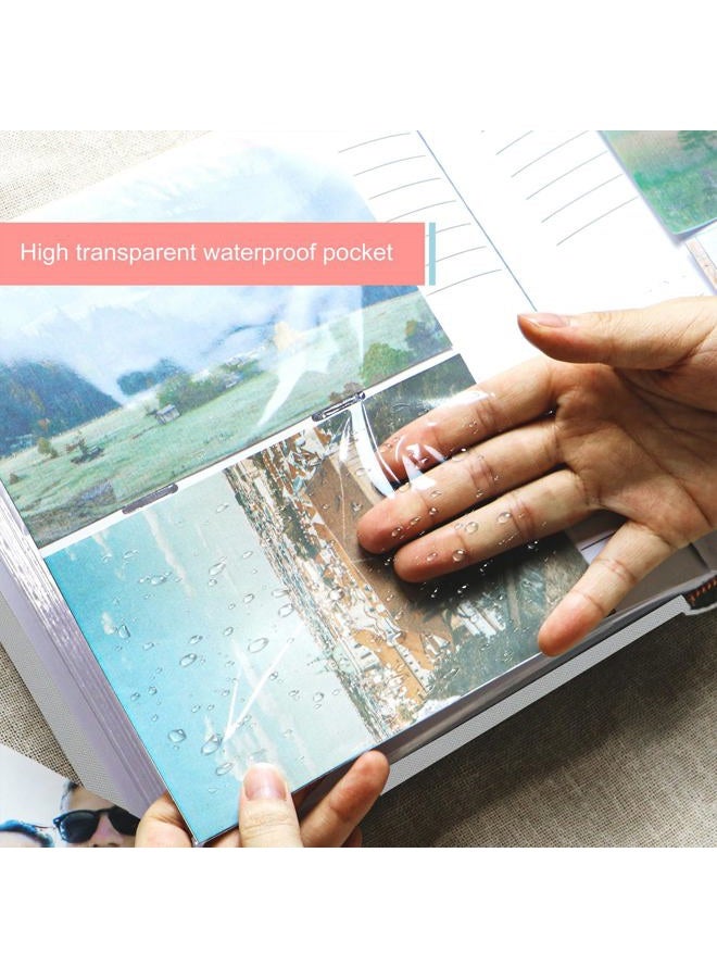 Holoary ألبوم صور 4x6 200 صورة مع منطقة كتابة، ألبوم صور 200 جيب، غلاف قماش الكتان كتاب صور كبير، ألبومات صور 4x6 للذكريات حفلات الزفاف العائلية السفر (بيج) - Image 5