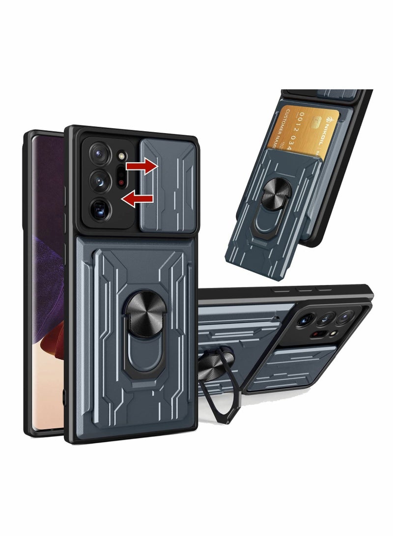 Excefore Case for Samsung Galaxy Note 20 Ultra Case Cover Slide Camera, KASTWAVE Kickstand＆Card Holder Cover Armor Slim Heavy Duty Hard Phone Case for Samsung Note 20 Ultra (Gray） - Image 1