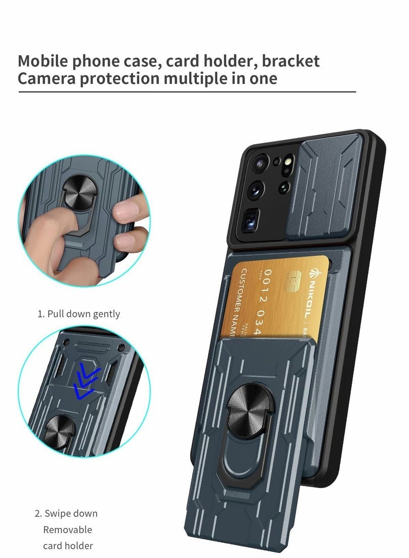 Excefore Case for Samsung Galaxy Note 20 Ultra Case Cover Slide Camera, KASTWAVE Kickstand＆Card Holder Cover Armor Slim Heavy Duty Hard Phone Case for Samsung Note 20 Ultra (Gray） - Image 3