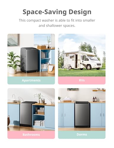 Comfee' COMFEE’ 1.6 Cu.ft Portable Washing Machine, 11lbs Capacity Fully Automatic Compact Washer with Wheels, 6 Wash Programs Laundry Drain Pump, Ideal for Apartments, RV, Camping, Magnetic Gray - Image 3