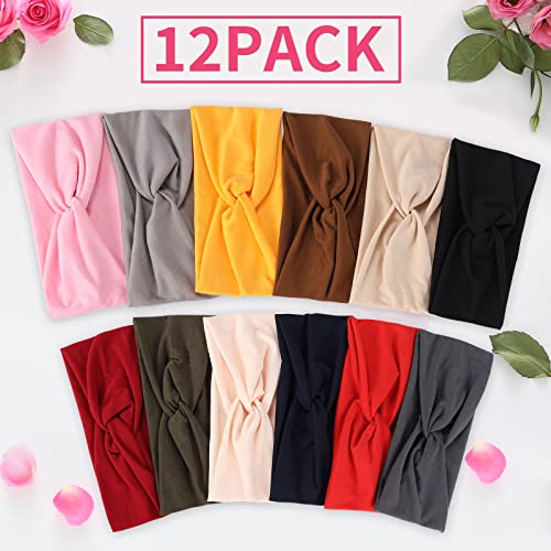 Tyfthui 12 Pack Headbands for Women, Fashionable Sports Hairbands, Elastic Wide Headbands Non Slip Workout Yoga Sport Headbands for Women (Color B) - Image 5