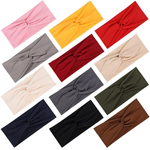 Tyfthui 12 Pack Headbands for Women, Fashionable Sports Hairbands, Elastic Wide Headbands Non Slip Workout Yoga Sport Headbands for Women (Color B) - Image 1
