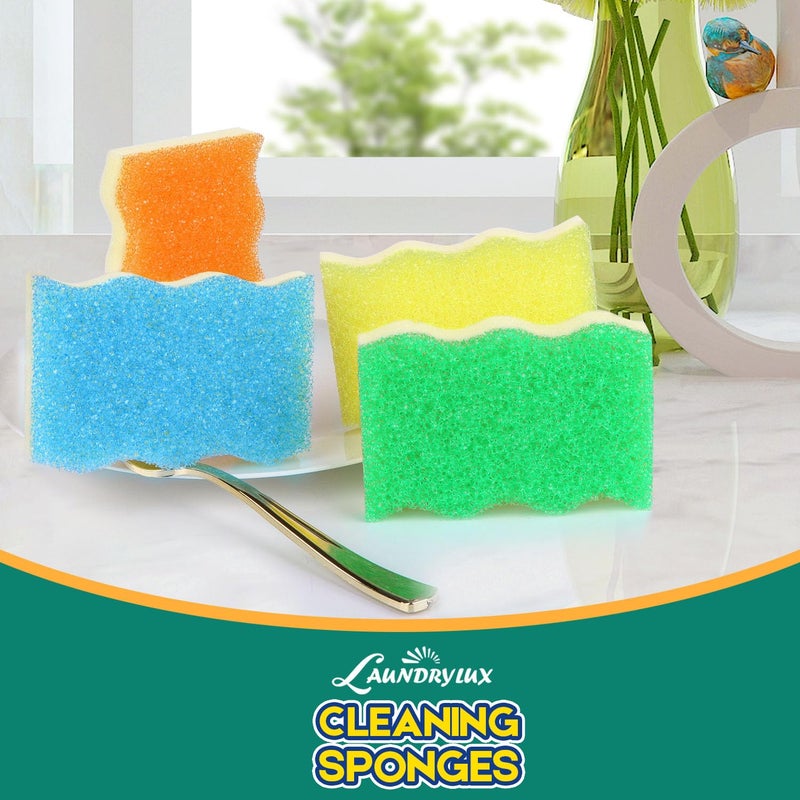 LAUNDRYLUX Scrub Sponge, 4 Pack Dual-Sided Temperature-Responsive Scrubber - Non-Scratch - Multipurpose Dish Sponges for Kitchens, Bathrooms, and Outdoor Use - Wave-Shaped - Image 5
