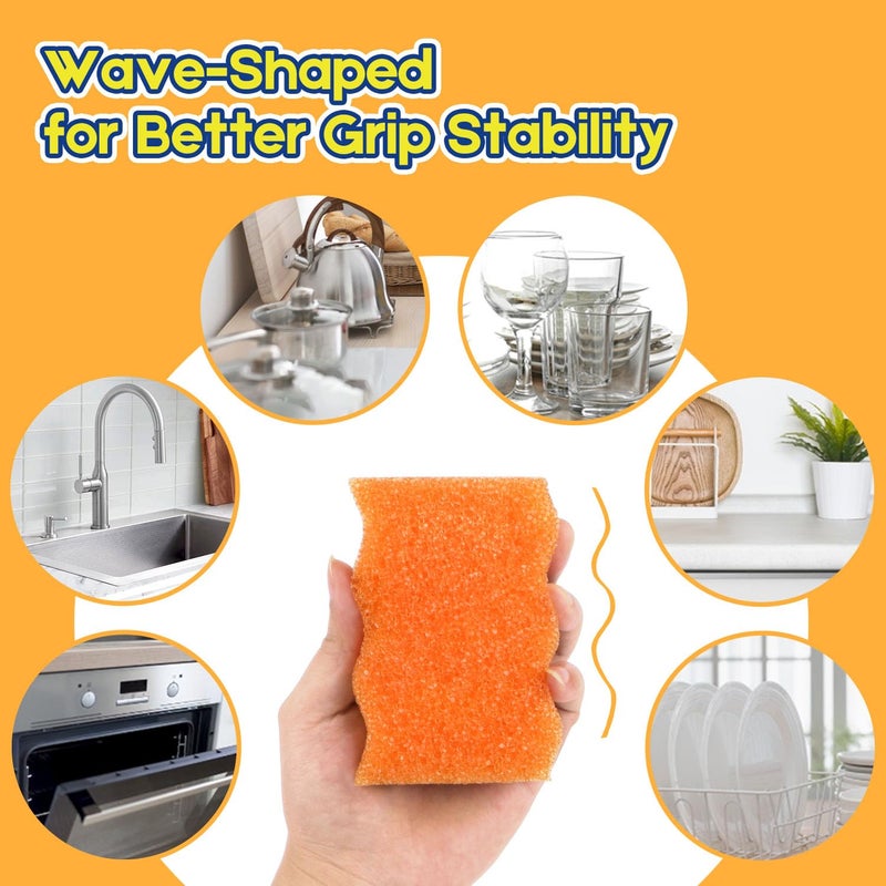 LAUNDRYLUX Scrub Sponge, 4 Pack Dual-Sided Temperature-Responsive Scrubber - Non-Scratch - Multipurpose Dish Sponges for Kitchens, Bathrooms, and Outdoor Use - Wave-Shaped - Image 4