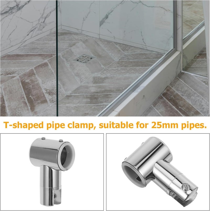 Garneck 25mm 304 Stainless Steel Tube T-clamp Pipe Connector for Glass Shower Door Bathroom Fittings, Heavy Duty round Rod Clamp, 2pcs Set - Image 4