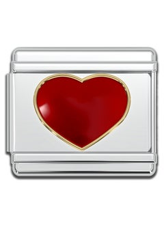 Fablinks Italian Bracelet Charms, 9Mm Stainless Steel Charm Link For Women, Modular Jewelry Links For Men (Red Heart) 