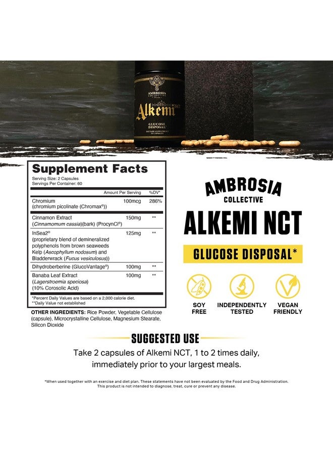 Ambrosia Alkemi NCT® - Support Agent with Berberine, ProCynCi® Cinnamon Extract, Chromium Picolinate, InSea2®, and GlucoVantage - Image 2