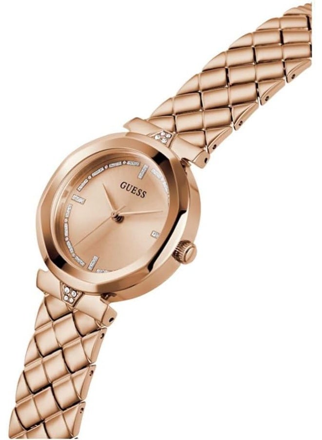 جس GUESS Women's 34mm Watch - Rose Gold Tone Bracelet Rose Gold Dial Rose Gold Tone Case - Image 4