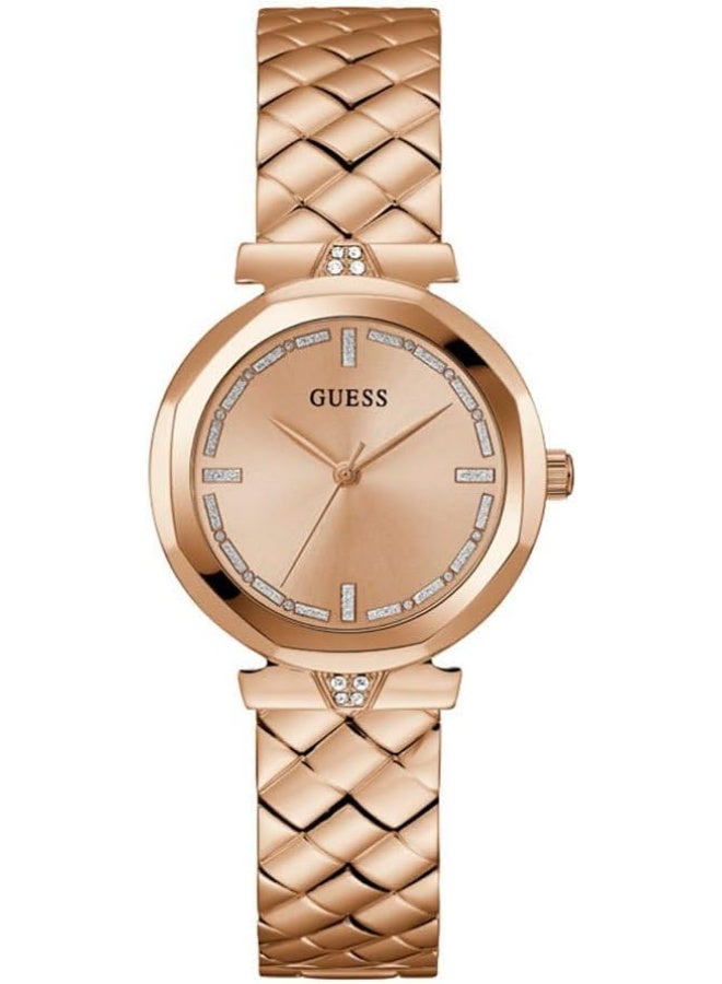 جس GUESS Women's 34mm Watch - Rose Gold Tone Bracelet Rose Gold Dial Rose Gold Tone Case - Image 1