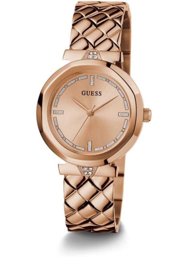 جس GUESS Women's 34mm Watch - Rose Gold Tone Bracelet Rose Gold Dial Rose Gold Tone Case - Image 5