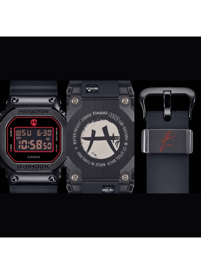 كاسيو ساعة كاسيو جي-شوك GM-5600RH-1D رقمية (إصدار Rui Hachimura)، إطار معدني، أسود مع لمسات حمراء، مقاومة للماء 200 متر، إضاءة LED - Image 5