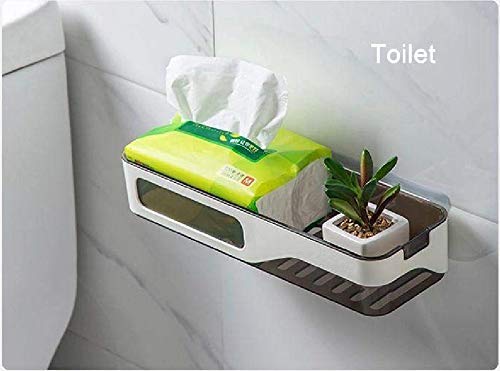 ZURATO Plastic Self Adhesive Bathroom Shelf Storage Organizer No Drilling Shower Shelf Kitchen Storage Basket Rack Shelves Punch-Free Bathing Fitted Bathroom Plastic Wall Mount Storage Box - Image 2