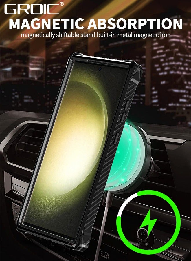 For Samsung Galaxy S23 Ultra Case with Magnetic Invisible Stand Compatible with MagSafe,Shockproof Portective Cover,Wireless Charger Phone Shell for Galaxy S23 Ultra 6.8''