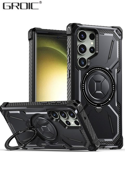 For Samsung Galaxy S23 Ultra Case with Magnetic Invisible Stand Compatible with MagSafe,Shockproof Portective Cover,Wireless Charger Phone Shell for Galaxy S23 Ultra 6.8''