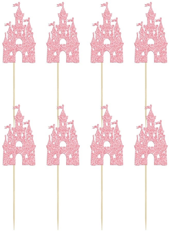 Ephlyn 24Pcs Castle Cupcake Topper Princess Cupcake Toppers Castle Theme Birthday Party Decorations Queen Castle Cupcake Picks for Girl Birthday Baby Shower Party Supplies Pink - Image 3