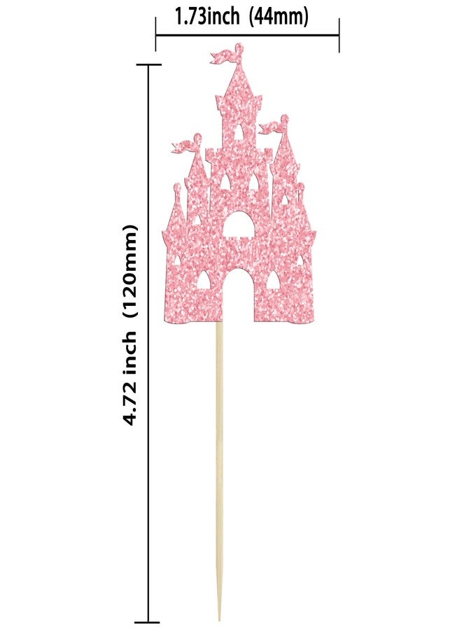 Ephlyn 24Pcs Castle Cupcake Topper Princess Cupcake Toppers Castle Theme Birthday Party Decorations Queen Castle Cupcake Picks for Girl Birthday Baby Shower Party Supplies Pink - Image 2