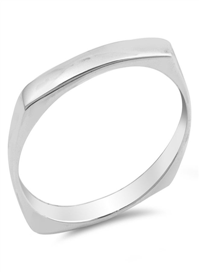Sac Silver Square Dome Modern Minimalist Thumb Sterling Silver Ring Size 9 - Image 1