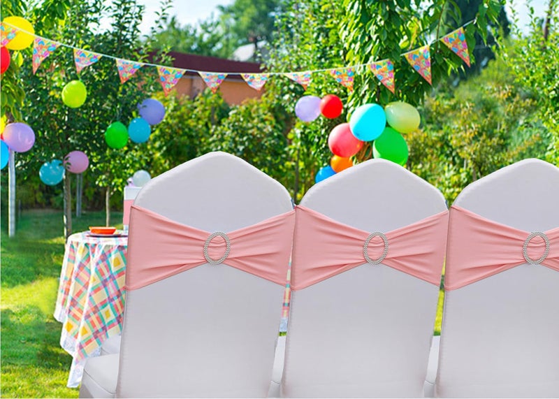 Gankar Gankar 50 Pack Dusty Pink Chair Sashes for Wedding Birthday Party Party Decor  - Image 2