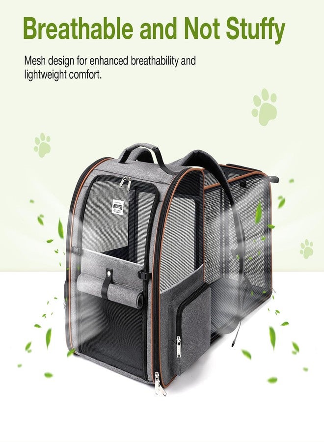 Lekebobor Extra Large Cat Backpack Carrier Expandable Pet Carrier Backpack for Small/Medium Dogs and Medium/Large Cats, Grey - Image 5