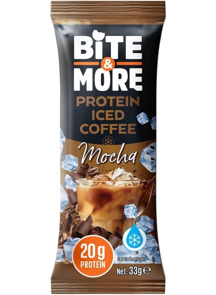 Bite & More Mocha Protein Iced Coffee, 10 x 33g Sachets, 20g Protein, Low Sugar, High Fiber, Made with Brazilian Coffee Beans - Image 3