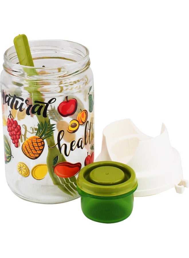 HEREVIN Fruit Salad Decorated Jar-Fruit 660 Ml, Green, H-131617-Ft  - Image 1