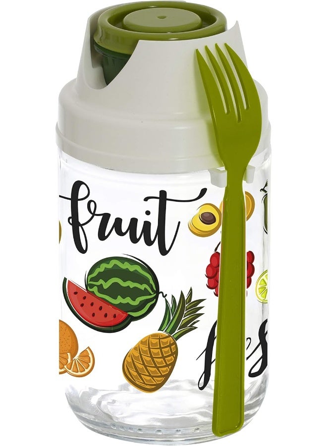 HEREVIN Fruit Salad Decorated Jar-Fruit 660 Ml, Green, H-131617-Ft  - Image 2