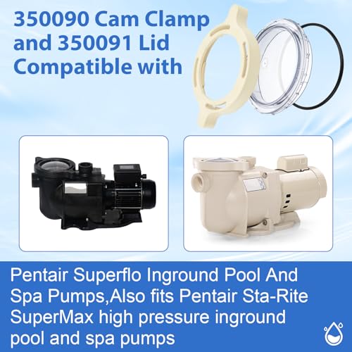 ArrogantF 350090 Cam Clamp and 350091 Cover Lid with O-Ring Replacement for Pentair Superflo Inground and Sta-Rite SuperMax Pool and Spa Pumps,Pool Pump Locking Ring Replacement Part - Image 3
