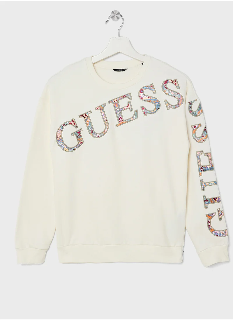 GUESS Kids Logo Detail Long Sleeve T-Shirt