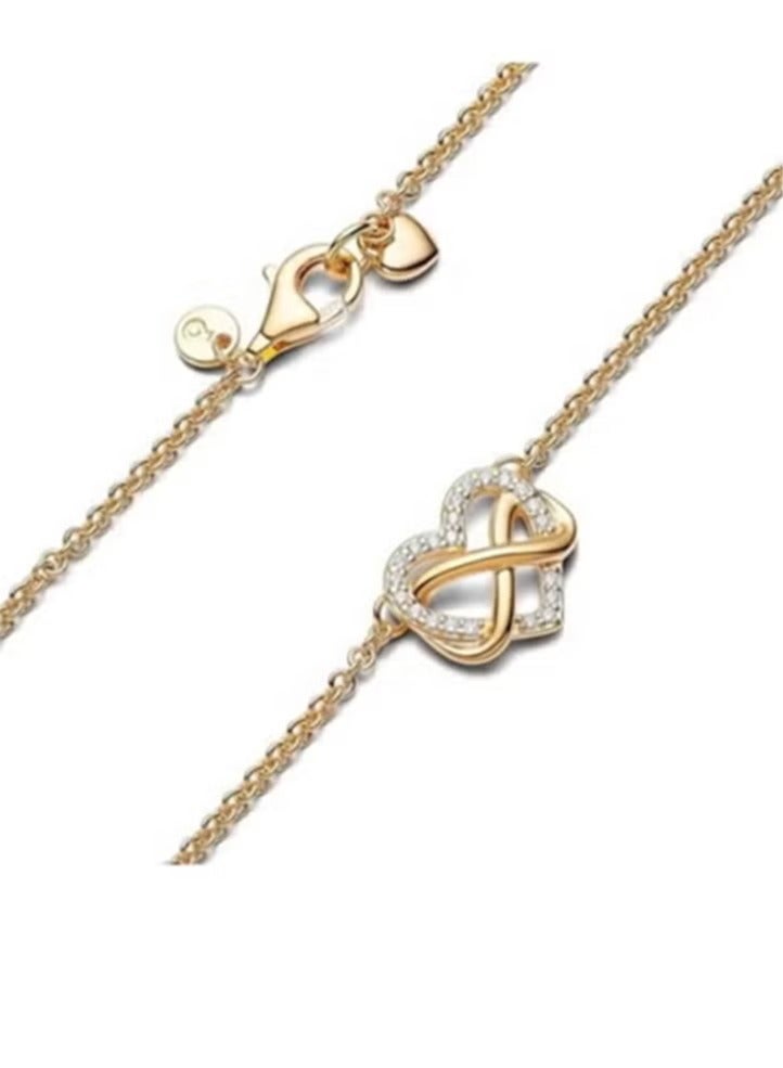 تشوميل قلادة قلب الأبدية المطلية بالذهب مع زركونيا مكعب شفاف للنساء 45 سم - Image 2