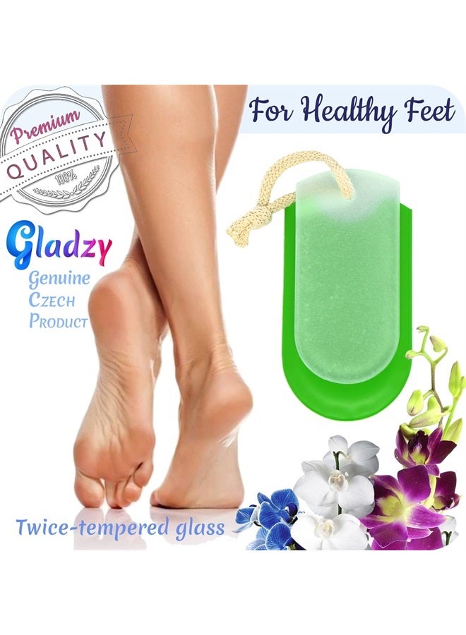 Genuine Czech Glass Foot File - Gentle Callus Remover, Pedicure & Spa Rough Skin Scrubber, Professional Toenail And Heels Care, Etched Different Grit Surface, EU Quality by Gladzy - Full-area Etched
