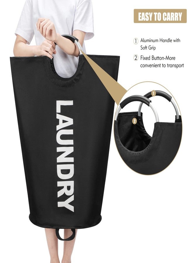 Maxsilan 90L Large Laundry Basket, Freestanding Tall Clothes Hamper, Collapsible Laundry Bag, Black - Image 5