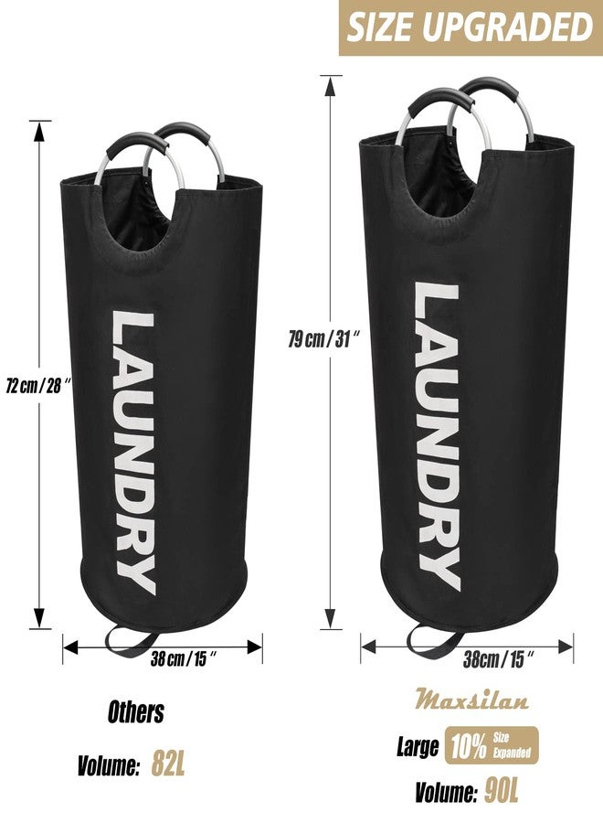 Maxsilan 90L Large Laundry Basket, Freestanding Tall Clothes Hamper, Collapsible Laundry Bag, Black - Image 3