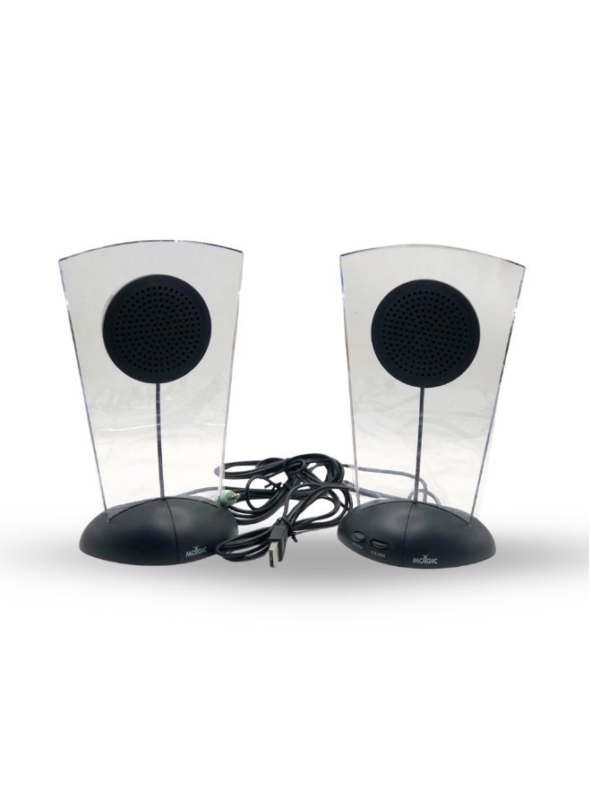 Portable USB 2.0 Desktop Computer Speakers with 3.5mm AUX Audio Jack | Mini Plug-and-Play Stereo Sound System for PC, Laptop & Monitor | Elegant, Neon Light-Up Design - Image 2