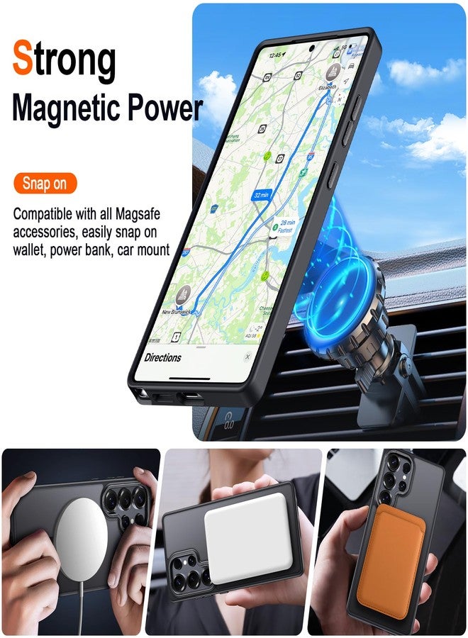 Hython for Samsung Galaxy S25 Ultra Case Magnetic Translucent Matte Phone Cases [Compatible with MagSafe] Thin Slim Fit Shockproof Bumper Hard Protective Cover for Women Men Girls Boys, Frosted Black - Image 3