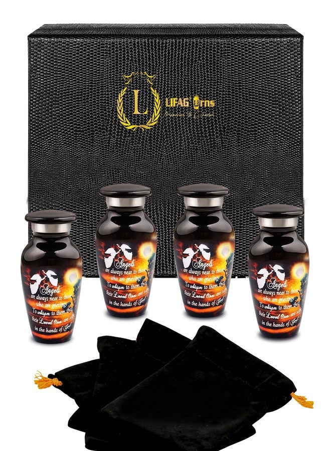 LIFAG Small Urns for Human Ashes Keepsake Set of 4 with Cross Necklace for Ashes & Gift Box | Handcrafted Spiritual Mini Cremation Urns for Men & Women | Elegant Tiny Burial & Funeral Urn - 3 Inch - Image 5