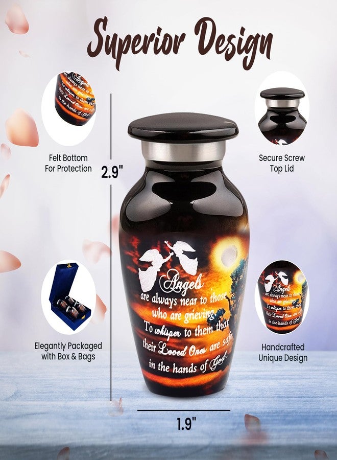 LIFAG Small Urns for Human Ashes Keepsake Set of 4 with Cross Necklace for Ashes & Gift Box | Handcrafted Spiritual Mini Cremation Urns for Men & Women | Elegant Tiny Burial & Funeral Urn - 3 Inch - Image 2