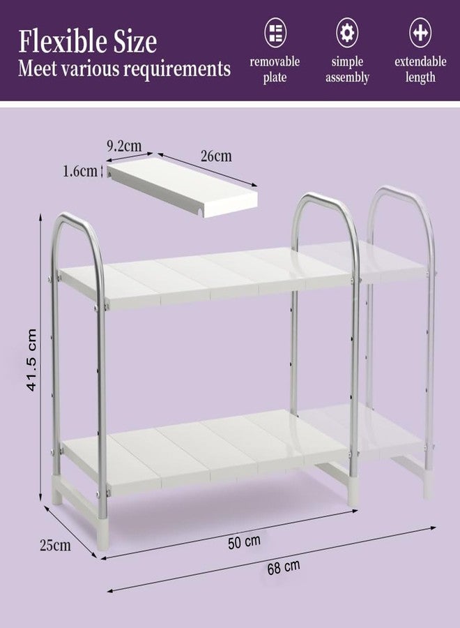 INOVERA (LABEL) 2 Tier Pool Space Under Sink Storage Organizer - Adjustable Kitchen Rack Holder - Expandable Cabinet Shelf (White) - Image 2