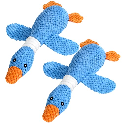Vitscan 2 Pack Goose Tough Dog Toys for Aggressive Chewers Durable Squeaky Dog Chew Toys for Small Medium Large Dogs Plush Interactive Indestructible Dog Toys to Keep Them Busy Duck Puppy Pet Toy - Image 1