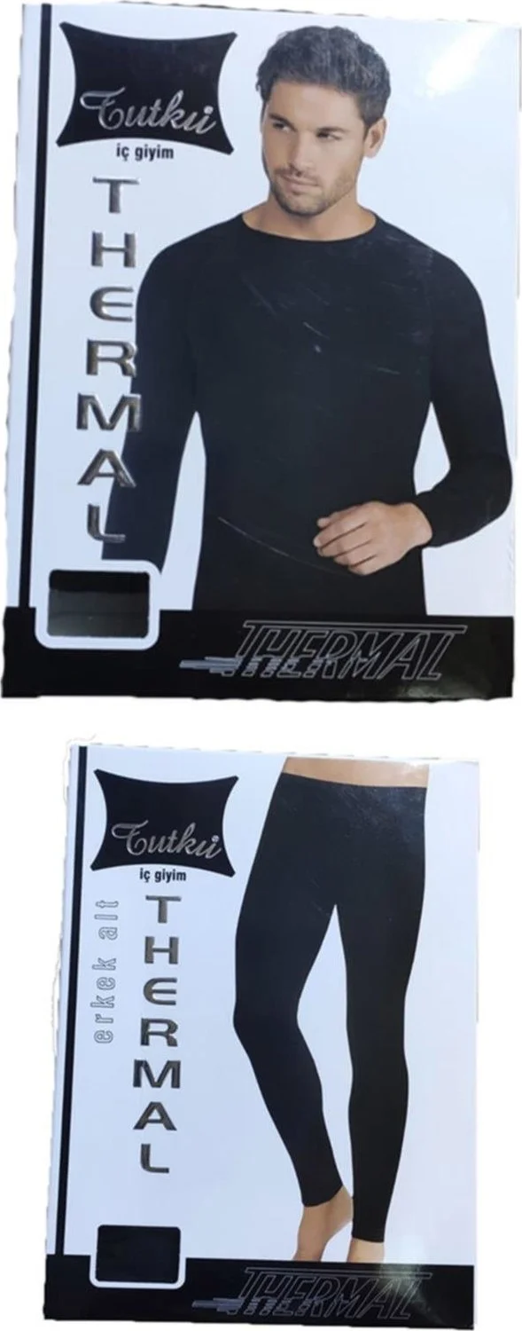 بونبونيتي Black Thermal Underwear Bottom-Top Set