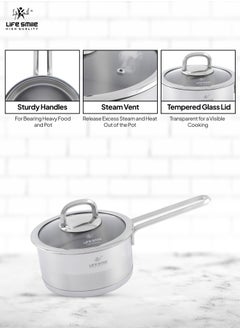 Life Smile Cookware Set 12 Pieces - Pure 18/10 Stainless Steel Cooking Set - Induction Base Pots and Pans Set - Non-Toxic, 100% PFOA, PTFE & PFOS Free - Oven Safe Kitchen Cookware Sets (Silver)  - Image 5