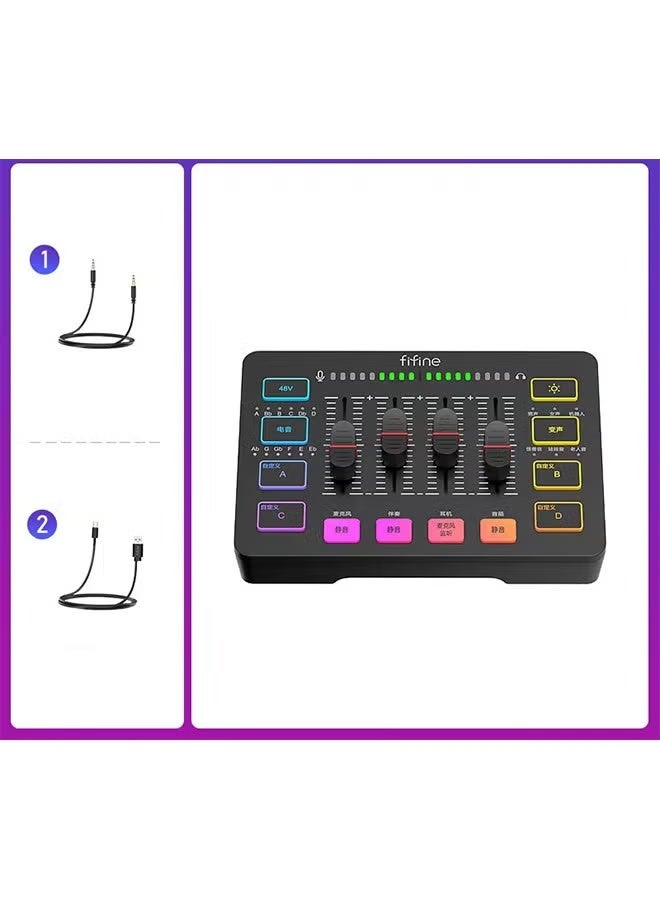 FIFINE Gaming Audio Mixer,Streaming 4-Channel RGB Mixer with XLR Microphone Interface,for Game Voice,Podcast,AmpliGame SC3 - Image 1
