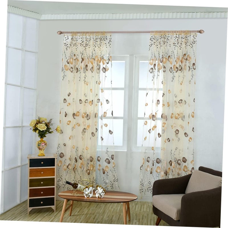 klarako Shelterorange Valance Summer Panels Sheer Vintage Transparent Living Scarf Floral Home Drapes Door Privacy Tassel Valances Sunproof Bedroom Printing for Flower Fiber Room - Image 2