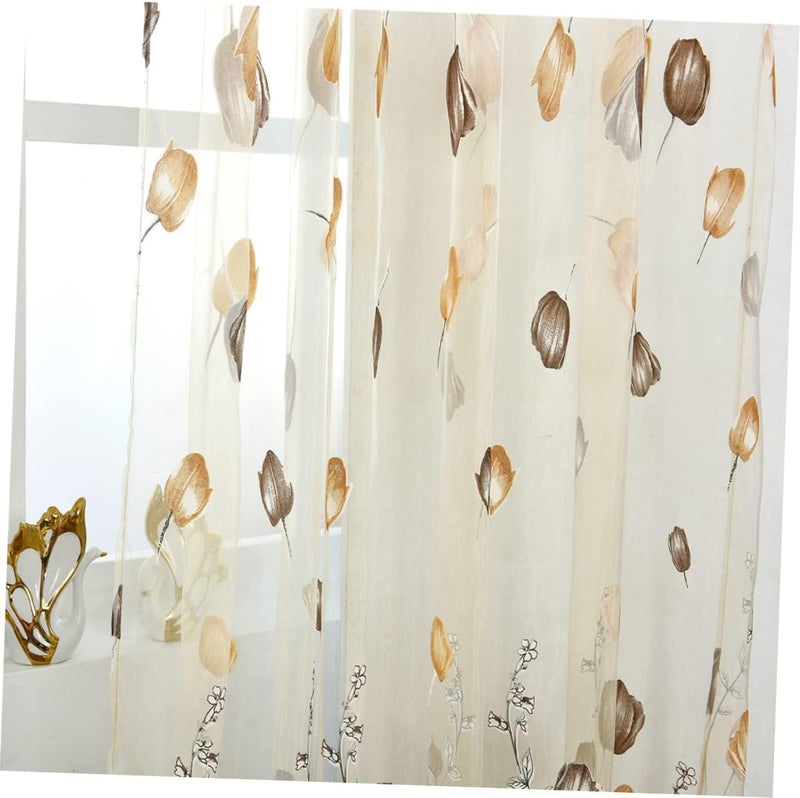 klarako Shelterorange Valance Summer Panels Sheer Vintage Transparent Living Scarf Floral Home Drapes Door Privacy Tassel Valances Sunproof Bedroom Printing for Flower Fiber Room - Image 5