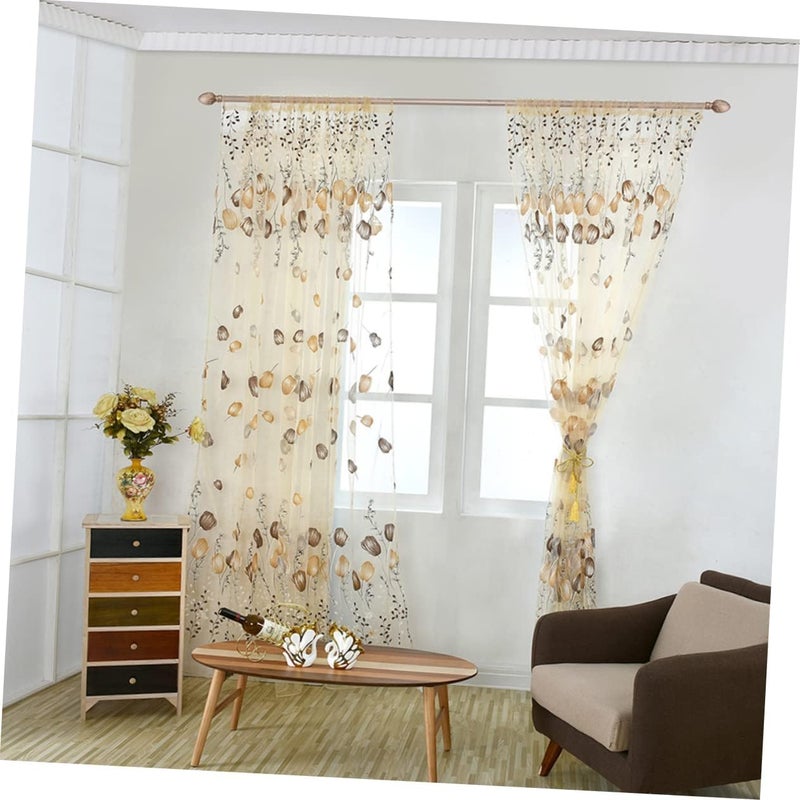 klarako Shelterorange Valance Summer Panels Sheer Vintage Transparent Living Scarf Floral Home Drapes Door Privacy Tassel Valances Sunproof Bedroom Printing for Flower Fiber Room - Image 4