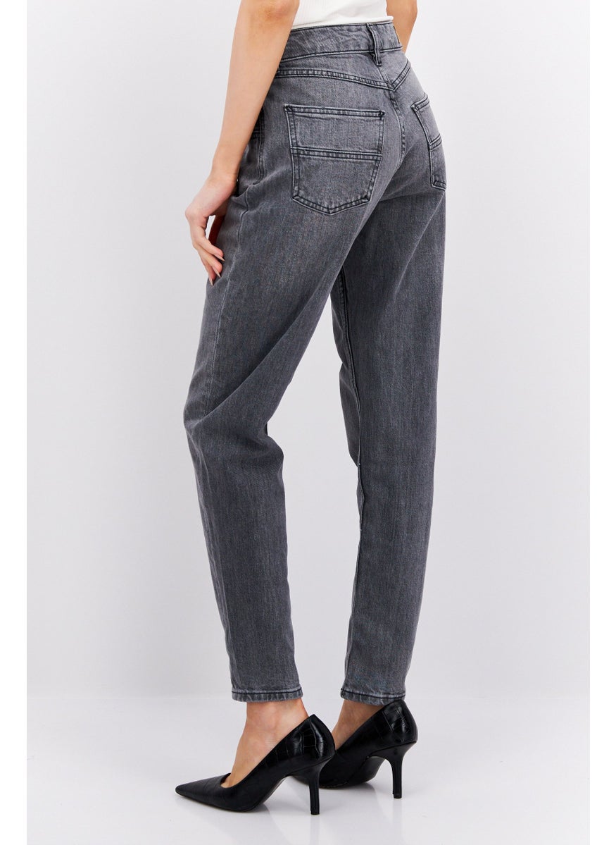 ESPRIT Women Mom Fit Washed Stretchable Jeans, Grey  - Image 2